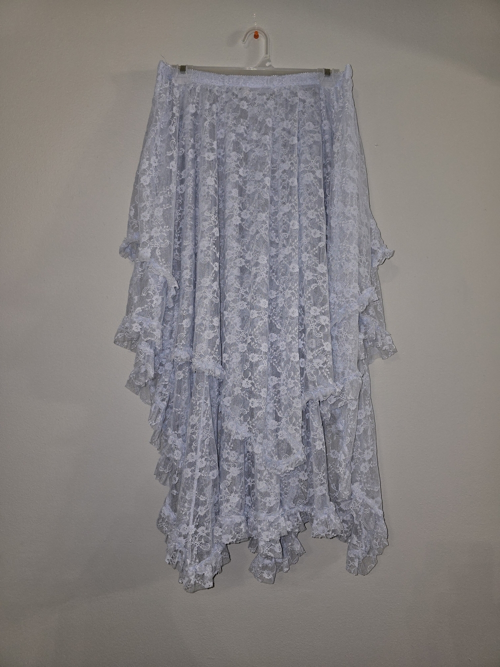 Free People White Lace Asymmetrical Tiered Skirt